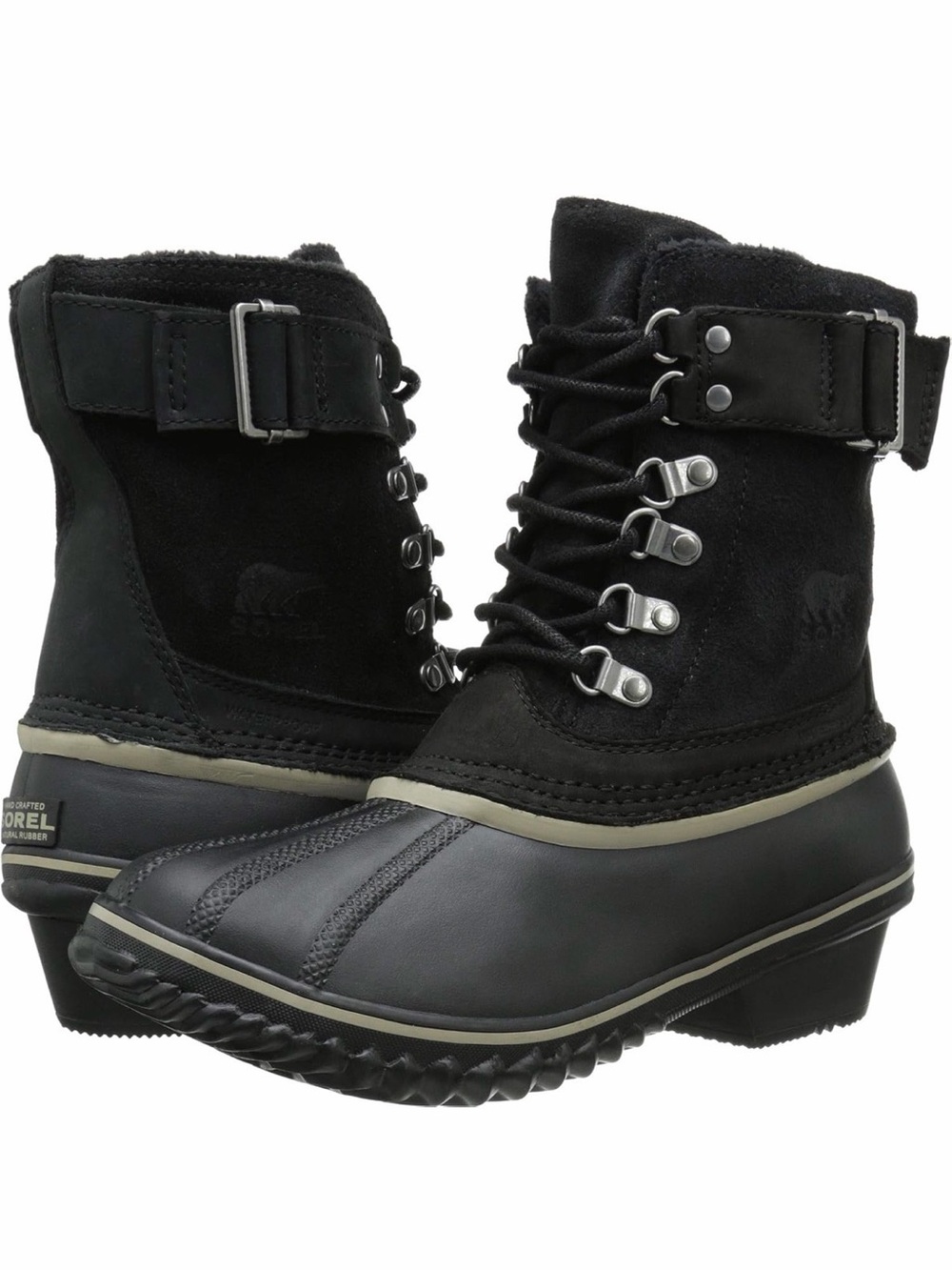 SOREL Boots WINTER FANCY LACE II Duck Black Silver Sage Size 8